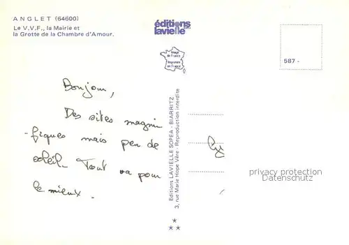 Anglet Le V.V.F. Mairie et la Grotte de la Chambre d Amour Cote basque Anglet