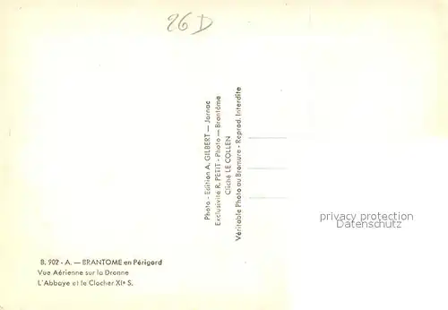 Brantome Vue aerienne sur la Dronne Abbaye et Clocher XIe siecle Brantome