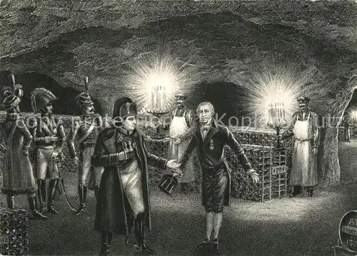Epernay_Marne Moet et Chandon Champagne Cellar Napoleon Dessin Kuenstlerkarte Epernay Marne