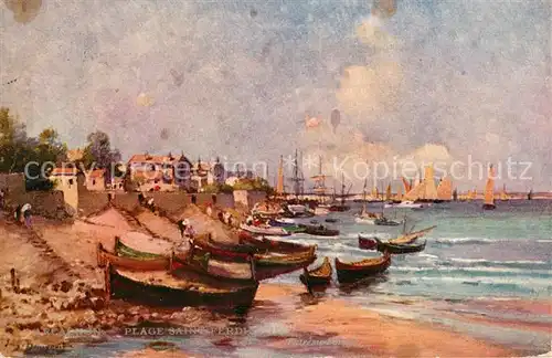 Arcachon_Gironde Plage Saint Ferdinand Cote Atlantique Collection Les Sites de France par Eug. Bourgeois Serie II No. 4 Peinture Kuenstlerkarte Arcachon Gironde