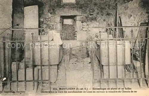 Montlhery Sarcophages en pierre et en tulles Montlhery