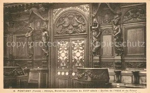 Pontigny Abbaye Boiseries XVIIe siecle Stalles de l Abbe et du Prieur Pontigny
