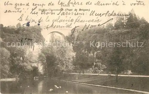 Paris Parc des Buttes Chaumont Pont de Briques  Paris