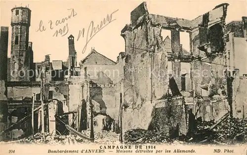 Anvers_Antwerpen Bombardement Maisons detruites par les Allemands La Guerre 1914 Anvers Antwerpen