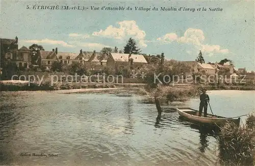 Etriche Vue densemble du Village du Moulin dIvory et la Sarthe Etriche