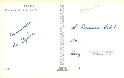 Spire Traversee du Rhin en Bac Spire