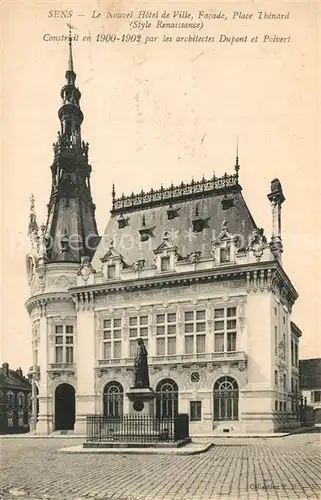 Sens_Yonne Nouvel Hotel de Ville Place Thenard Style Renaissance Monument Sens_Yonne