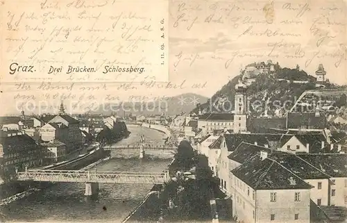 Graz_Steiermark Drei Br?cken Schlossberg Graz_Steiermark