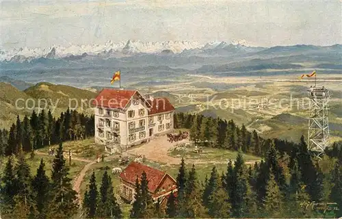 Badenweiler Alpenpanorama mit Hotel Hochblauen Badenweiler