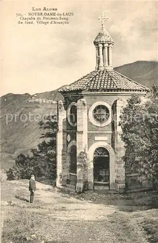 Notre Dame du Laus Chapelle du Precieux Sang au fond Village d Avancon Notre Dame du Laus