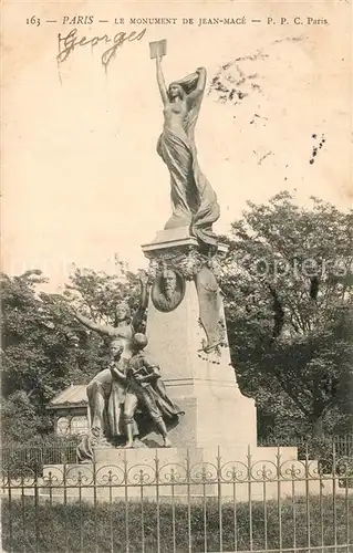Paris Monument de Jean Mace Statue Paris