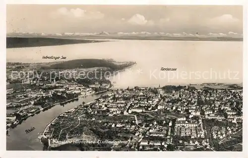 Konstanz_Bodensee Fliegeraufnahme mit Rhein und ueberlinger See Konstanz_Bodensee