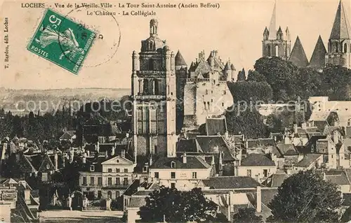 AK / Ansichtskarte Loches_Indre_et_Loire Vue de la vieille ville Tour Saint Antoine Chateau Collegiale Loches_Indre_et_Loire