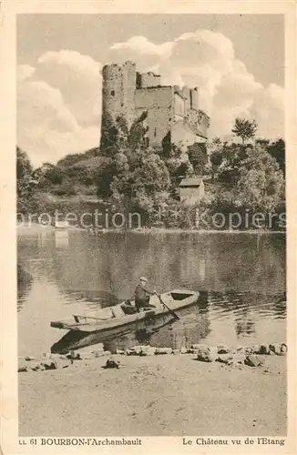 AK / Ansichtskarte Bourbon l_Archambault Chateau vu de l etang Bourbon l Archambault