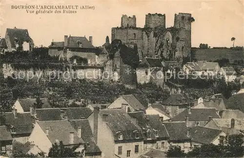 AK / Ansichtskarte Bourbon l_Archambault Vue generale des ruines du chateau Bourbon l Archambault