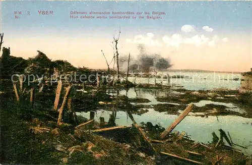 AK / Ansichtskarte Yser_Region Defenses allemandes bombardees par les Belges Yser Region