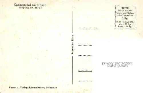 AK / Ansichtskarte Solothurn Konzertsaal Solothurn