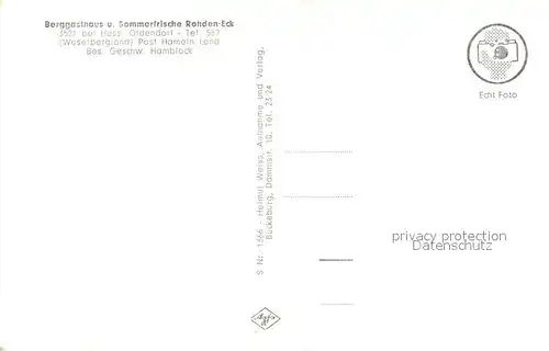 AK / Ansichtskarte Hessisch_Oldendorf Cafe Rohdeneck Hessisch Oldendorf