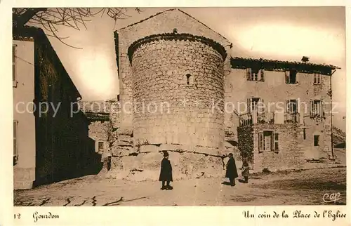 AK / Ansichtskarte Gourdon_Lot Un coin de la Place de l Eglise Gourdon Lot