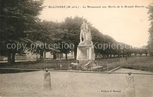 AK / Ansichtskarte Allonnes_Saumur Monument aux Morts de la Grande Guerre Kriegerdenkmal 1. Weltkrieg Allonnes Saumur