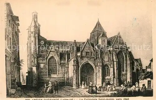 AK / Ansichtskarte Guerande Eglise collegiale Saint Aubin vers 1840 Dessin Kuenstlerkarte Guerande
