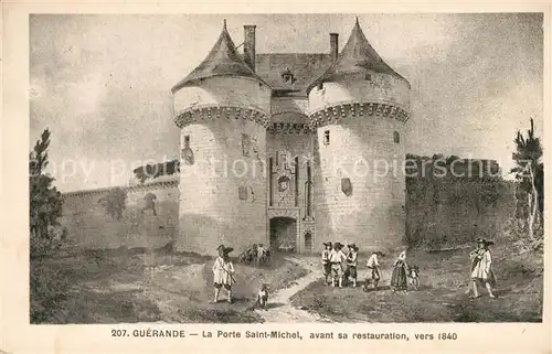 AK / Ansichtskarte Guerande La Porte Saint Michel avant sa restauration vers 1840 Dessin Kuenstlerkarte Guerande