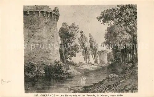 AK / Ansichtskarte Guerande Chateau les remparts et les fosses vers 1840 Dessin Kuenstlerkarte Guerande