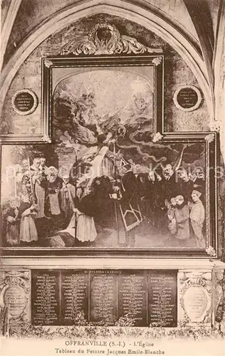 AK / Ansichtskarte Offranville Eglise Tableau du Peintre Jacques Emile blanche Offranville
