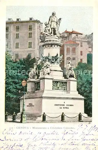 AK / Ansichtskarte Genova_Genua_Liguria Monumento a Cristoforo Colombo Genova_Genua_Liguria