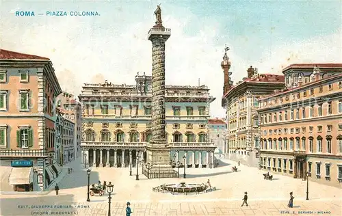 AK / Ansichtskarte Roma_Rom Piazza Colonna Litho Roma_Rom
