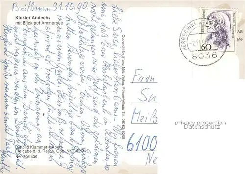 AK / Ansichtskarte Andechs Kloster Andechs mit Ammersee Fliegeraufnahme Andechs