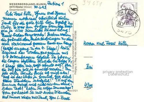 AK / Ansichtskarte Hoexter_Weser Weserbergland Klinik Fliegeraufnahme Hoexter Weser