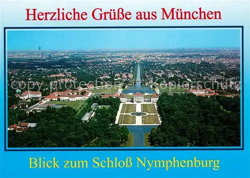 AK / Ansichtskarte Muenchen Fliegeraufnahme mit Schloss Nymphenburg Muenchen