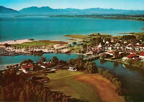 AK / Ansichtskarte Seebruck_Chiemsee Fliegeraufnahme Seebruck Chiemsee