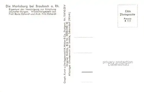 AK / Ansichtskarte Marksburg Fliegeraufnahme bei Braubach mit Niederspay Rhein Marksburg