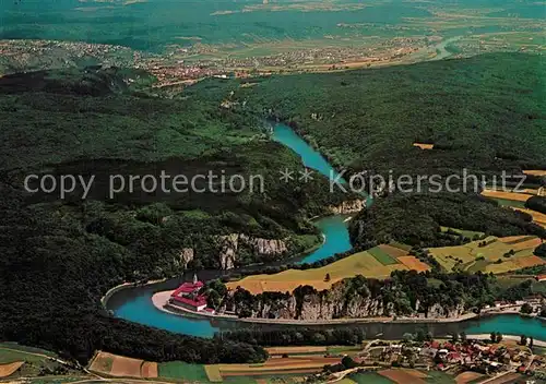 AK / Ansichtskarte Kloster_Weltenburg Fliegeraufnahme Donaudurchbruch mit Kehlheim und Befreiungshalle Kloster_Weltenburg