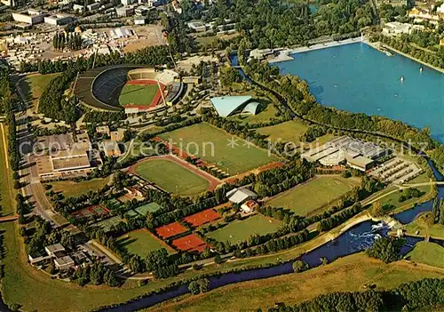AK / Ansichtskarte Hannover Fliegeraufnahme Sportpark mit Niedersachsenstadion Maschsee Hannover