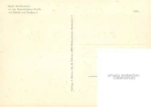 AK / Ansichtskarte Weikersheim Fliegeraufnahme mit Schloss und Stadtpark Weikersheim