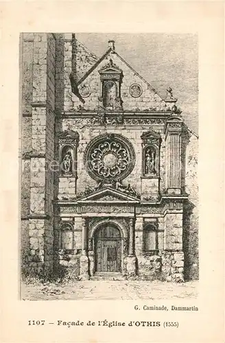 AK / Ansichtskarte Othis Facade de l eglise Dessin Kuenstlerkarte Othis