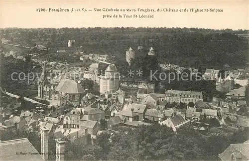 AK / Ansichtskarte Fougeres Vue generale Chateau Eglise Saint Sulpice prise de la Tour Saint Leonard Fougeres