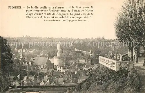 AK / Ansichtskarte Fougeres Jardin public vue sur la ville Chateau Fougeres