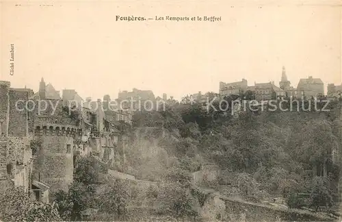 AK / Ansichtskarte Fougeres Les remparts et le Beffroi Chateau Fougeres