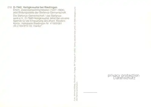 AK / Ansichtskarte Heiligkreuztal Ehem Zisterzienserkloster Fliegeraufnahme Heiligkreuztal