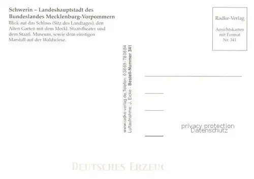 AK / Ansichtskarte Schwerin_Mecklenburg Schloss Staatstheater Museum Marstall Alter Garten Fliegeraufnahme Schwerin_Mecklenburg