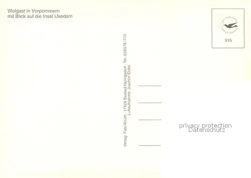 AK / Ansichtskarte Wolgast_Mecklenburg Vorpommern Fliegeraufnahme mit Insel Usedom Wolgast