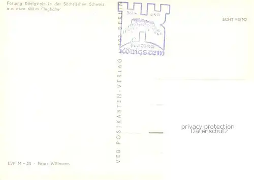 AK / Ansichtskarte Saechsische_Schweiz Festung Koenigstein Fliegeraufnahme Saechsische Schweiz