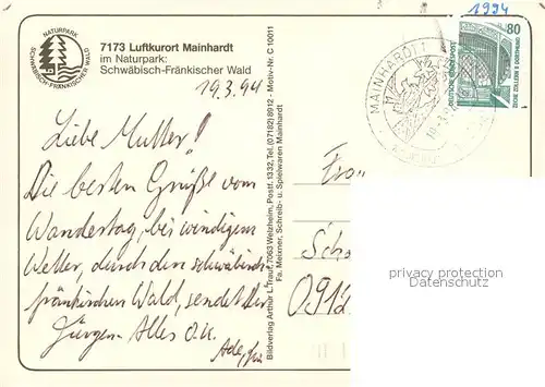 AK / Ansichtskarte Mainhardt Fliegeraufnahme Mainhardt