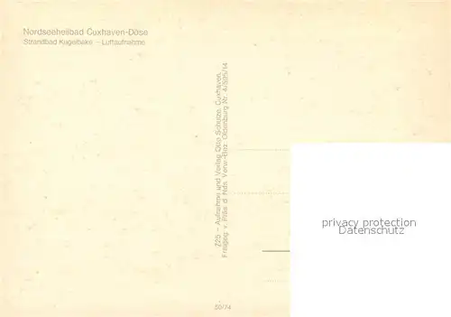 AK / Ansichtskarte Cuxhaven_Doese_Nordseebad Strandbad Kugelbake Fliegeraufnahme Cuxhaven_Doese_Nordseebad
