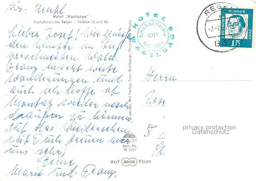 AK / Ansichtskarte Bischofsmais Hotel Wastls?ge Bischofsmais