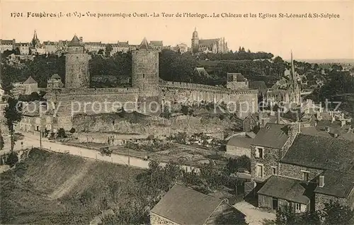 AK / Ansichtskarte Fougeres Vue panoramique Tour de l Horloge Chateau Eglises Saint Leonard et Saint Sulpice Fougeres